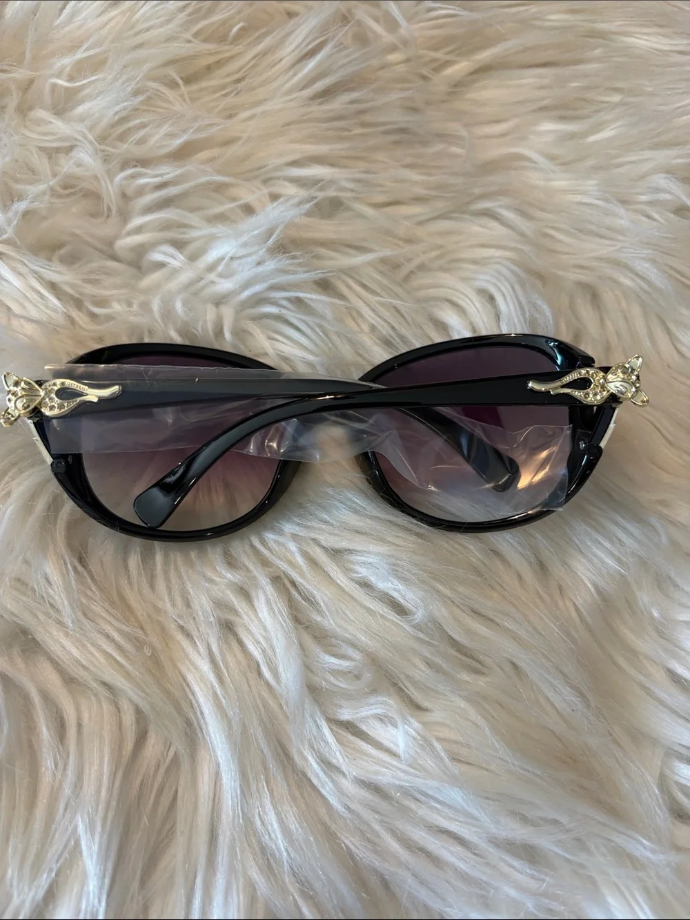 Women's Oversized Black Sunglasses with Purple Gradient Lenses New without tags